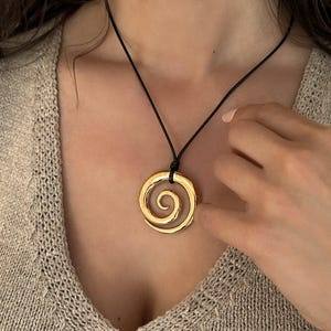 Gold Spiral Necklace, Summer Necklace, Rope Necklace, Beach Necklace, Gold Pendant Necklace, Summer Jewelry, Stacking Necklace