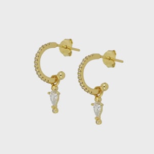 Crystal Drop Huggie Earrings: 18k Gold Plated CZ Stacking Jewelry