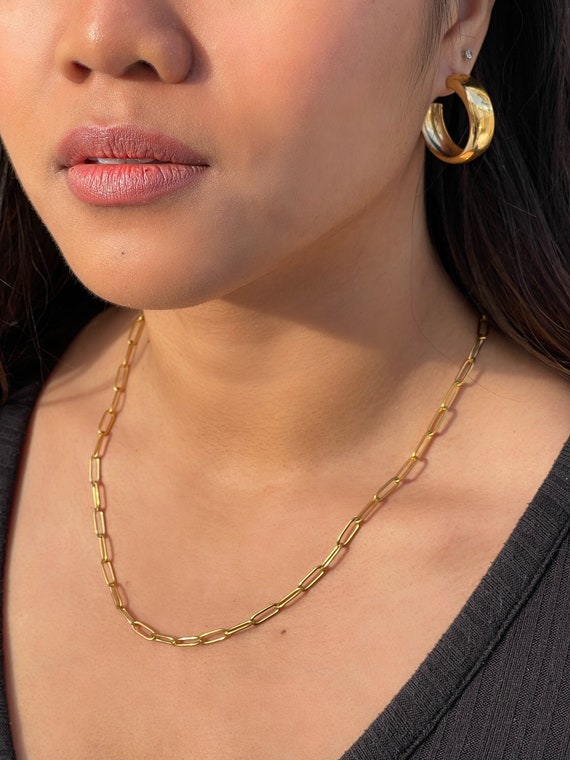 Paperclip Chain Necklace in 18k gold over sterling silver, 2.5mm – Miabella