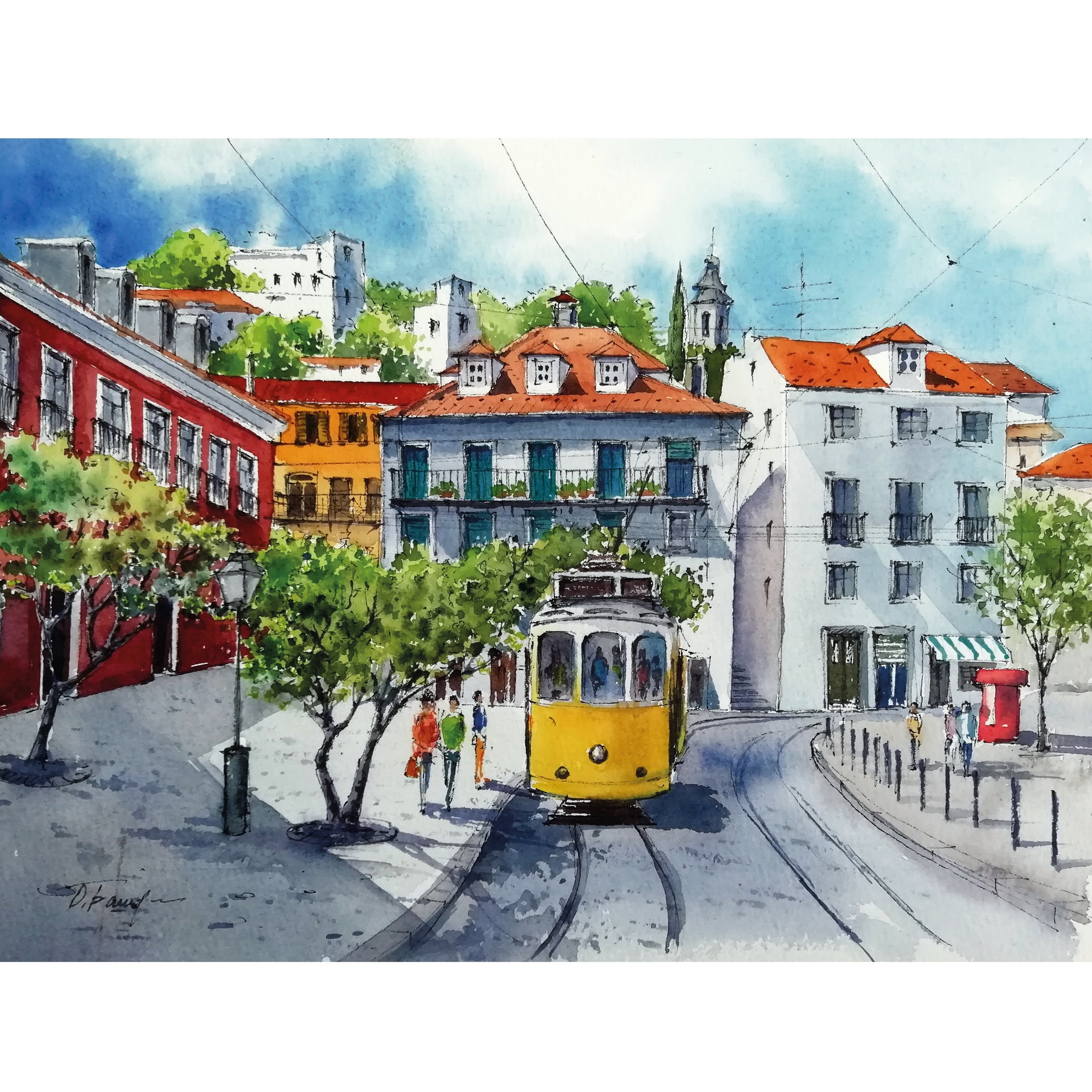 Lisbon street painting original Portugal wall art Lisbon Etsy