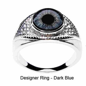 Blue, Green and Brown Hand-Crafted Human Glass Eyes in a Unique Eye-Shaped Designer Setting by Steel Dragon Jewelers (product videos)