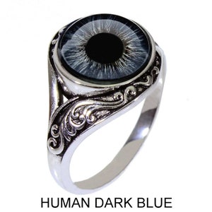 Blauwe, groene en bruine handgemaakte glazen ogen in een prachtig origineel damesontwerp van Steel Dragon Jewellers (productvideo's)
