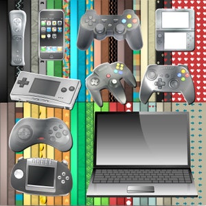 Video Game Digital Scrapook Kit and Clip Art