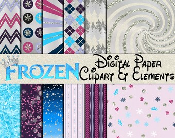 Frozen Digital Scrapbook Paper and Clipart