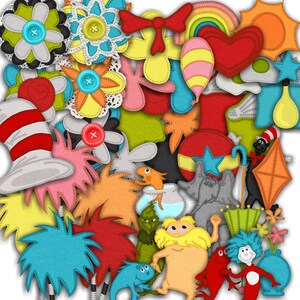 Whimsical Book themed scrapbook paper and clipart