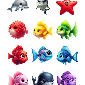 Rainbow Fish Collection with Emotional Fish clipart