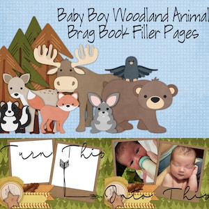 Woodland Animals themed brag book/photo book printable pages