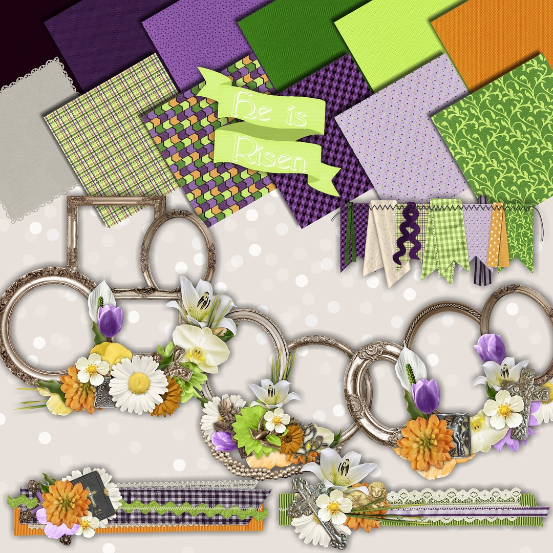Easter Digital Paper and Elements - Etsy