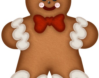 Gingerbread Faux Felt Applique sublimation and DTF image