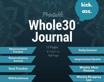Whole30 Printable Food Journal, Meal Planner, Weight Tracker, Instant Download