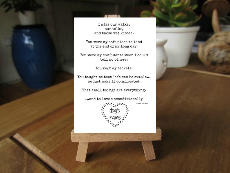 Personalized Loss of Dog Tribute 5x7 Poem Print Pet Loss