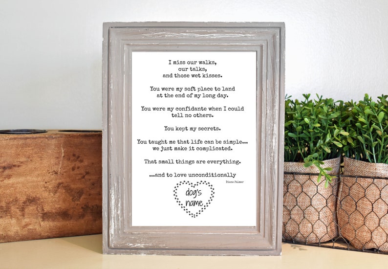 Personalized Loss of Dog Tribute 5x7 Poem Print Pet Loss