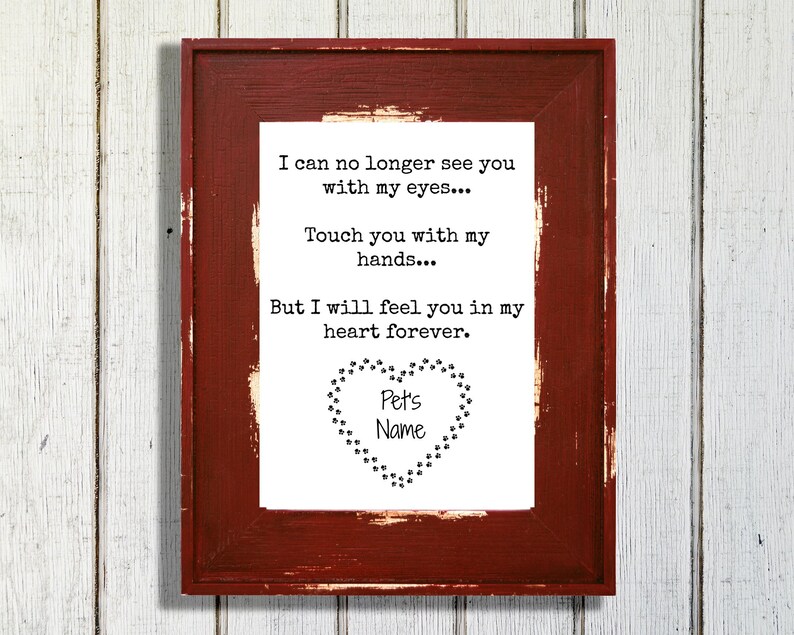 5x7 Personalized Loss of a Pet Quote Comforting Words for