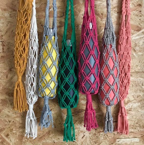 Macrame Water Bottle Bag Kit Multiple Colours Handmade Accessory Recycled Cotton Learn Macrame Etsy