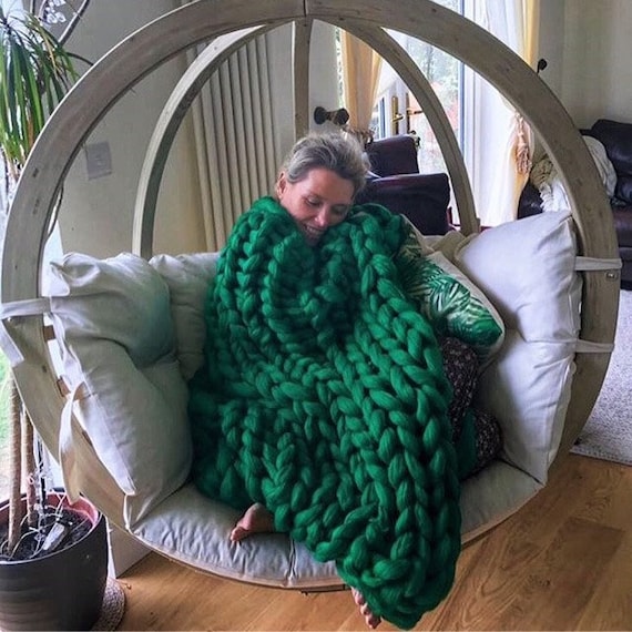 Jumbo Knitted Blanket Throw Super Chunky Knit Super Chunky Handmade Vegan Cruelty Free Merino Alternative Etsy UK