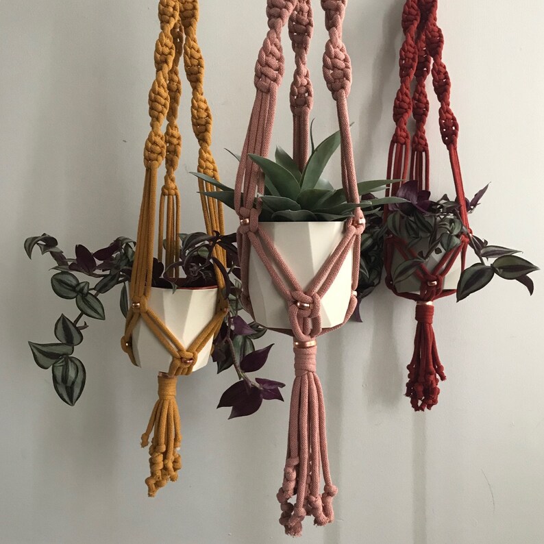 Chunky Cotton & Copper Macramé Plant Hanger Kit Recycled cotton cord DIY How to Make Multiple colours Learn Macramé image 1