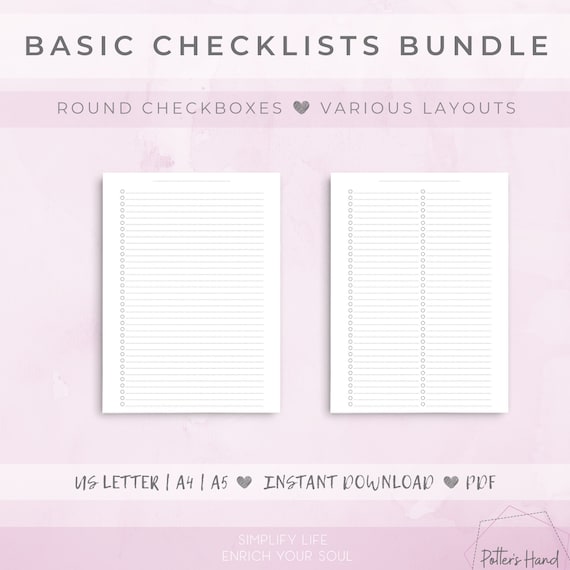 Blank Checklists To Do List Productivity Planner Bucket Etsy