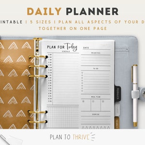 Daily Planner, Daily Schedule, Goal Tracker, To Do List Printable, 2022 Planner, A5 Planner Inserts, Agenda 2022, Goal Planner, Undated