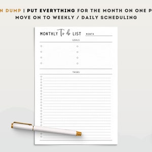 May include: A printable monthly to-do list with sections for goals and tasks. The list is designed to help you organize your month and stay on track.