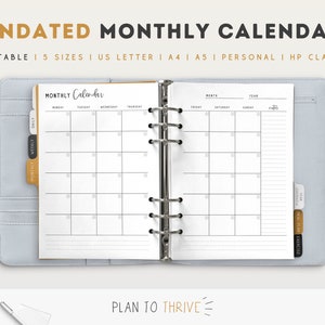 Monthly Calendar, Perpetual Calendar, Undated Calendar, Monthly Planner, Minimalist Printable Planner, Calendar 2022, Desk Calendar