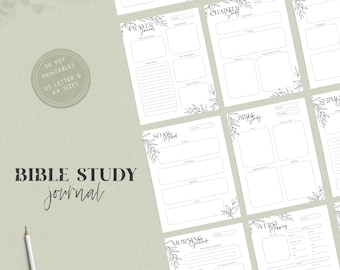 Bible Study Journal Printable Bundle: Devotionals, Verse Mapping (PDF)