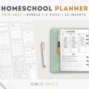 Paquete de planificador de educación en el hogar imprimible / Mamás y niños / Planificación de lecciones / Horarios / Inserciones organizativas / Carta de EE. UU. / A4 / A5 / HP Classic