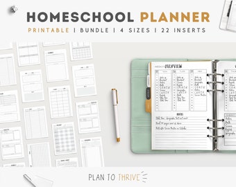 Printable Homeschool Planner Bundle | Moms & Kids | Lesson Planning | Schedules | Organisational Inserts | US Letter | A4 | A5 | HP Classic