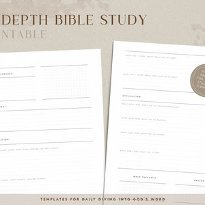 In Depth, Printable, Devotional Bible Study Template, Christian Planner, Daily Bible Study Notes, Bible Journaling