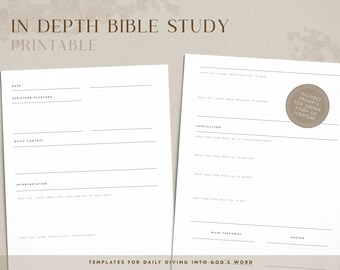 Printable Bible Study Template: Daily Devotional, Christian Planner (Digital Download)