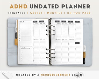 ADHS Kalender für Erwachsene: Undatierter Monats- & Wochenplaner (PDF)