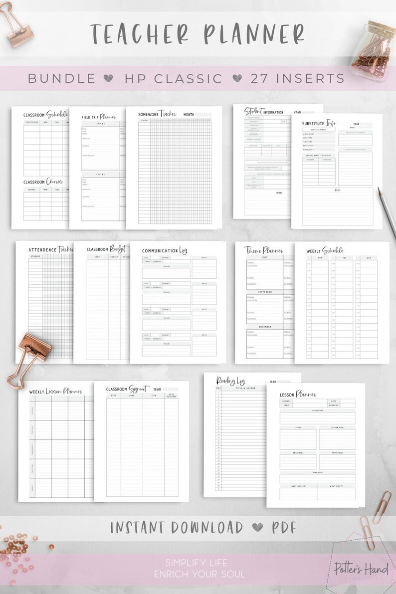 Printable Teacher Planner 20202021 Academic Planner Etsy