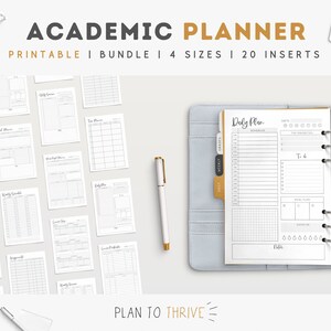 Akademischer Planer Printable 2024 - 2025 | Studenten-Plan | College-Planer-Bundle | US Letter | DIN A4 | DIN A5 | Fröhlicher Planer