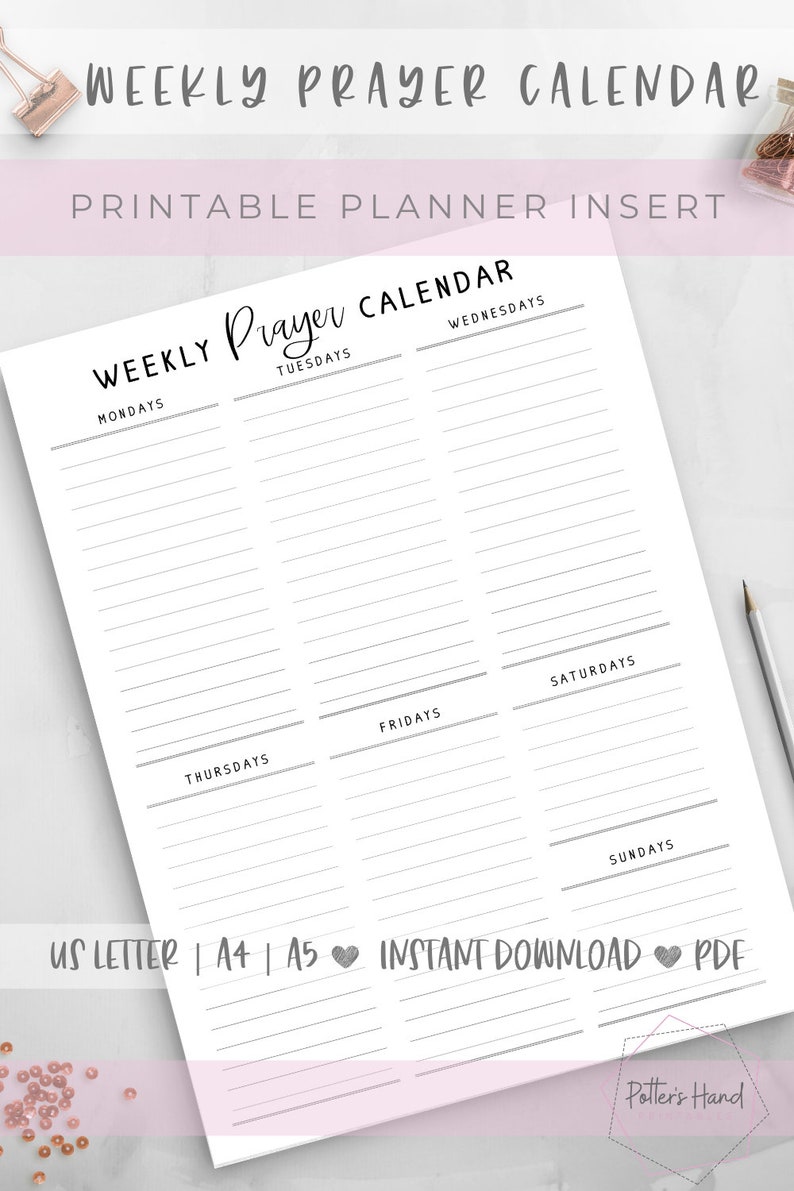 Weekly prayer list planner insert prayer journal bible etsy