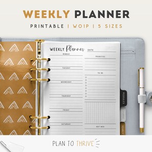 Weekly Planner Printable, Weekly Planner Page, To-Do List, Student Planner, To Do List Printable, Undated Planner, Weekly Planner,