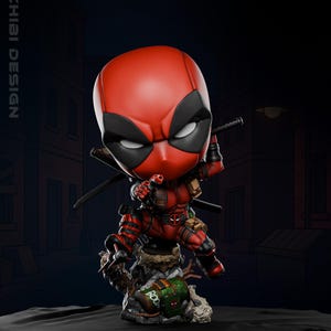 Deadpool Chibi Resin Printed Statue Paintable