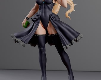Bowsette Mario Bros Bowser Game Princess Peach Resin Printed Statue (Unpainted)