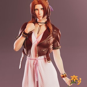 Aerith Final Fantasy Video Game Resin Printed Statue Paintable