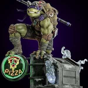 Estatua de resina impresa de Donatello, la Tortuga Mutante de las Tortugas Ninja (sin pintar)