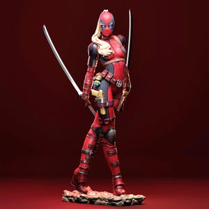 Lady Deadpool Resin Printed Statue Paintable