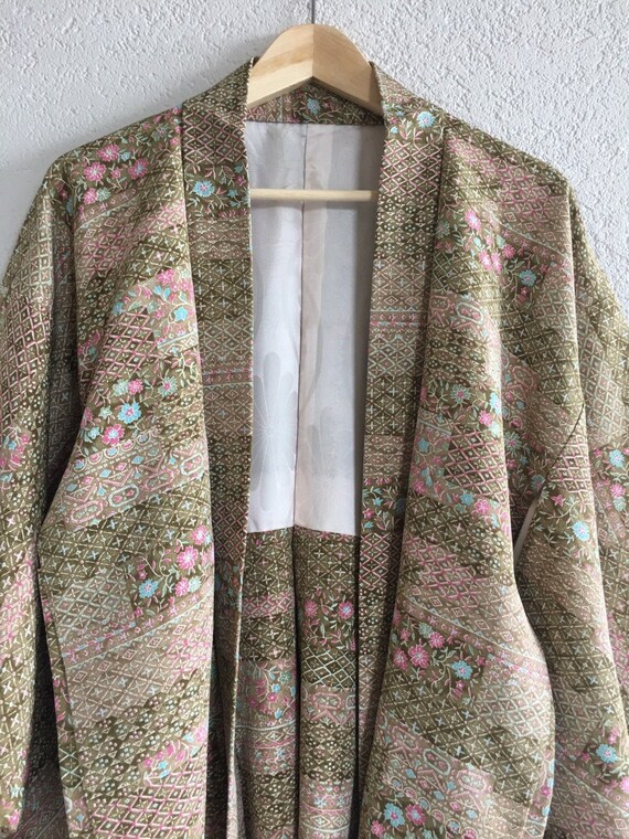 Vintage Japanese kimono silk Jacket, crepe Haori,
