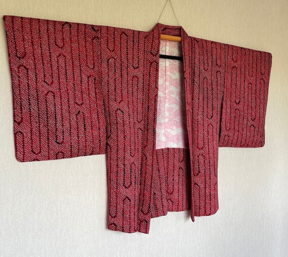 Vintage Japanese kimono Jacket, Silk crepe Haori,… - image 9