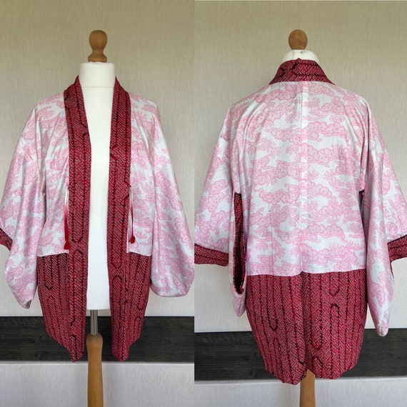 Vintage Japanese kimono Jacket, Silk crepe Haori,… - image 5