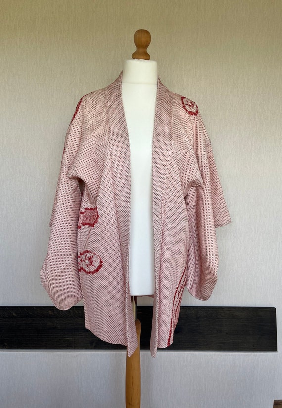 Vintage Japanese kimono Jacket, Silk crepe Haori,… - image 2