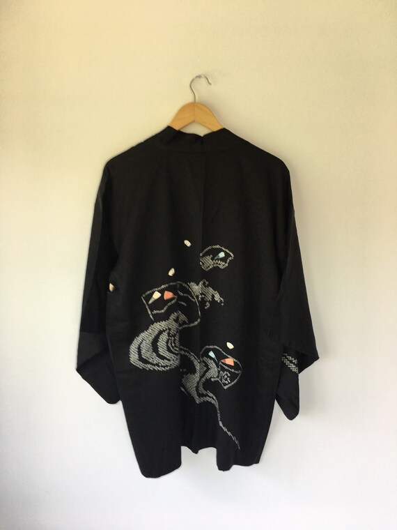 Vintage Japanese kimono Jacket, Silk crepe Haori,
