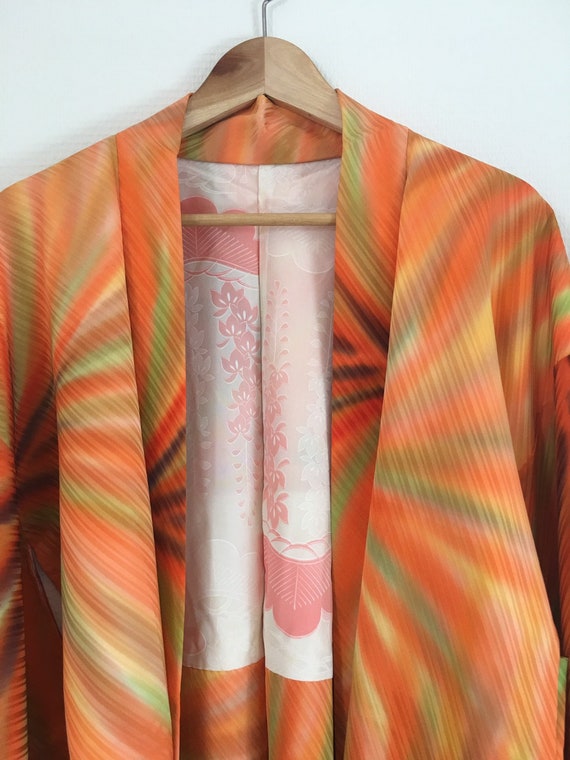 Vintage Japanese kimono Jacket, Silk crepe Haori,