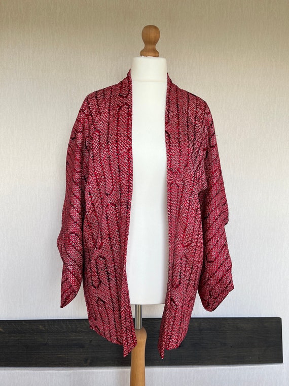 Vintage Japanese kimono Jacket, Silk crepe Haori,… - image 1
