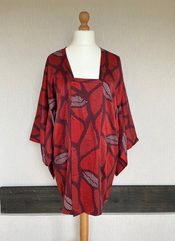 Vintage Japanese kimono silk Jacket, Michiyuki, ki