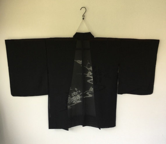 Vintage Japanese kimono Jacket, Silk crepe Haori,