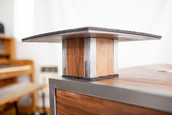 Polished Steel And Walnut Desktop Speaker Stands Etsy