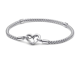 Pandora Style Moments Silver Studded Chain Bracelet 20cm S925 ALE Hallmarked